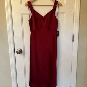 Express Satin V-Neck Midi Slip Dress -Size S
